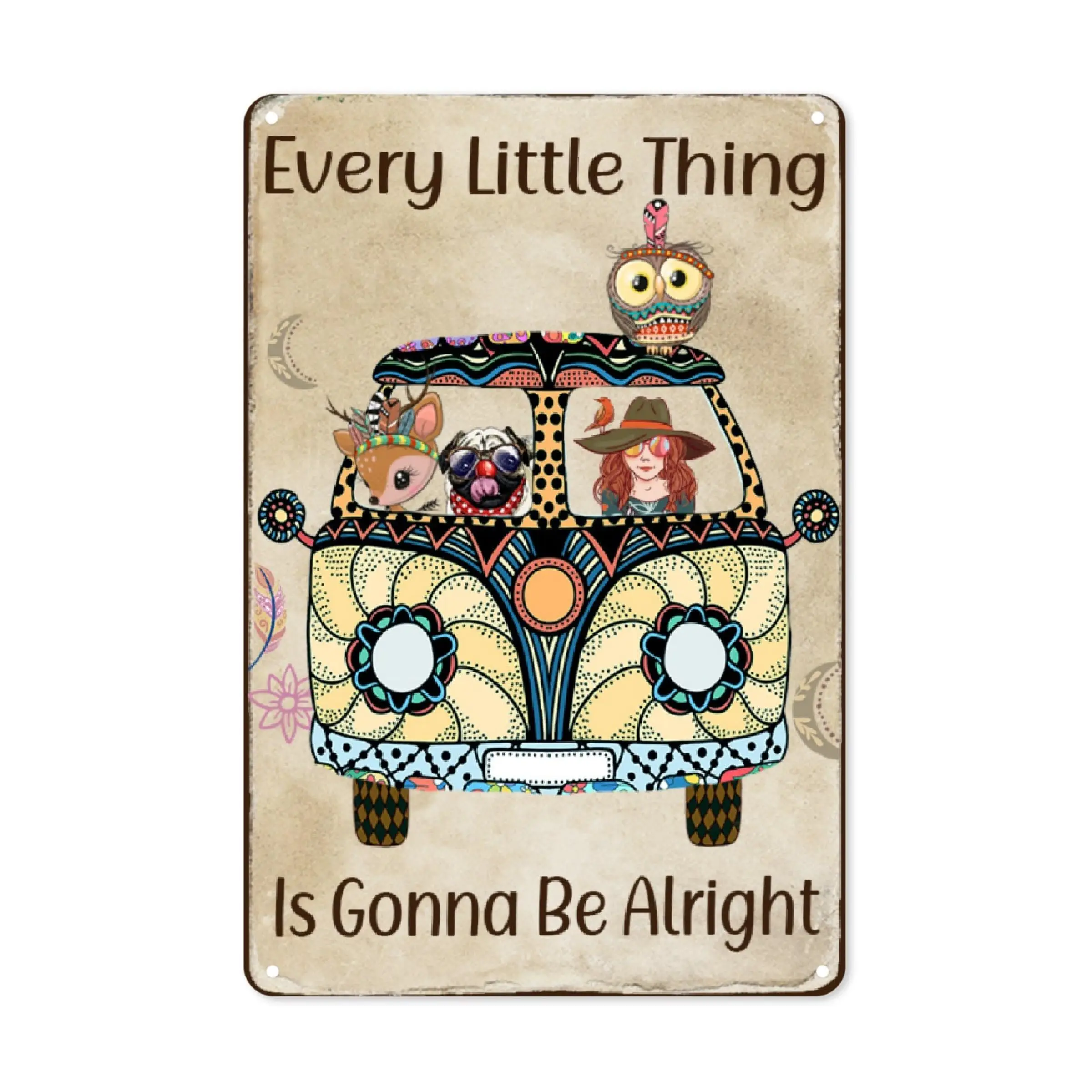 Garden Poster 8 X 12 Inches Aluminum Metal Sign, Eevery Little Thing Is Gonna Be Alright Wall Decor Signs sign