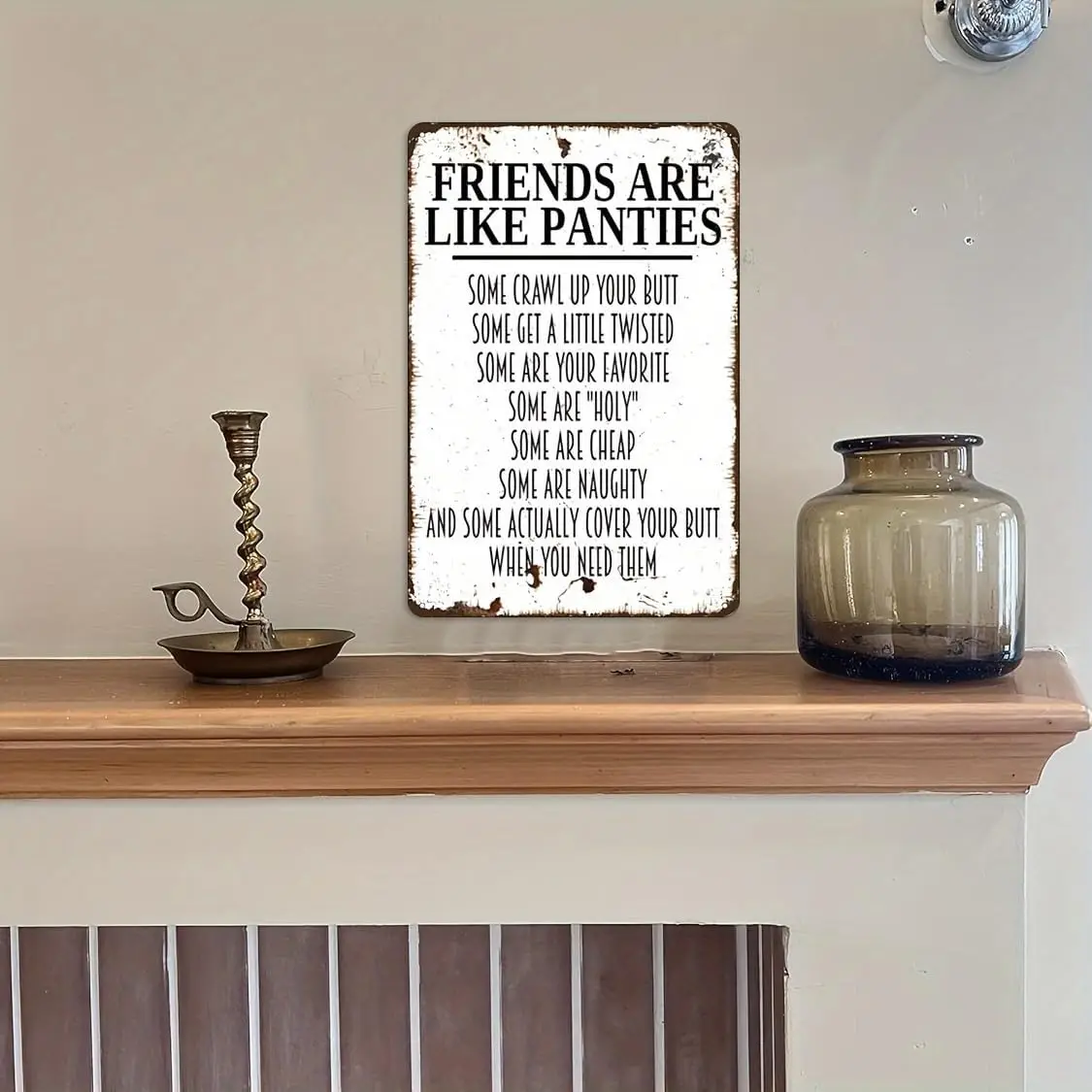 Chic White Iron Tin Sign with Witty Life Quotes - Vintage Home & Bar Decor Accent 8x12in