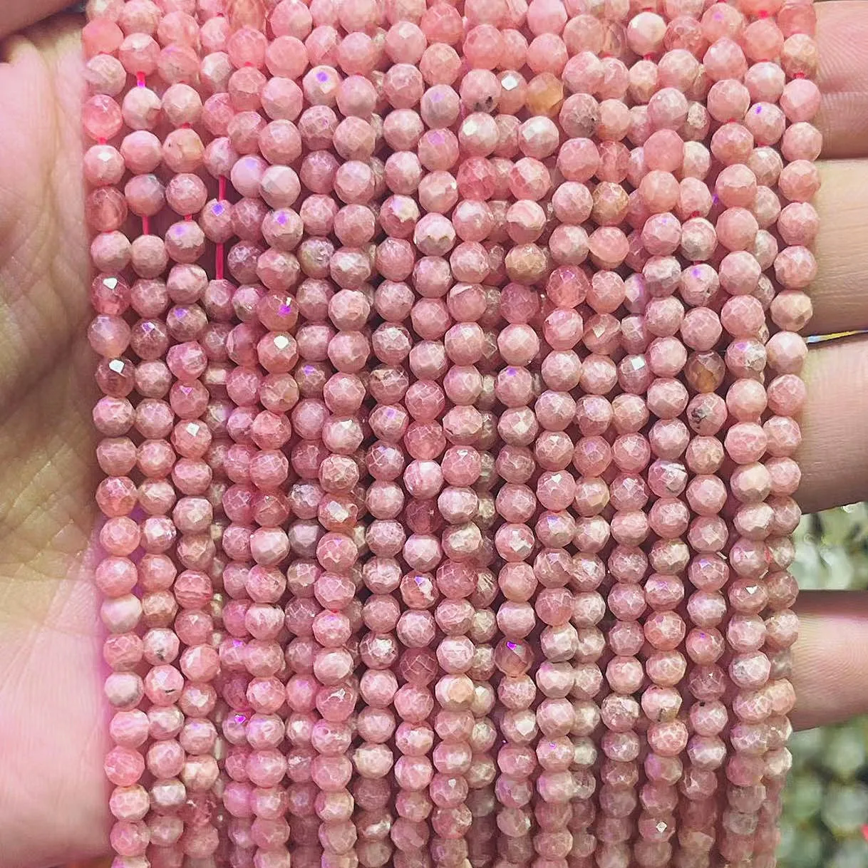 Natural Rhodochrosite Stone Pink Rhodonite Round Faceted Argentina Raw Ore Dialogit Loose Charms Beads For DIY Jewelry Making