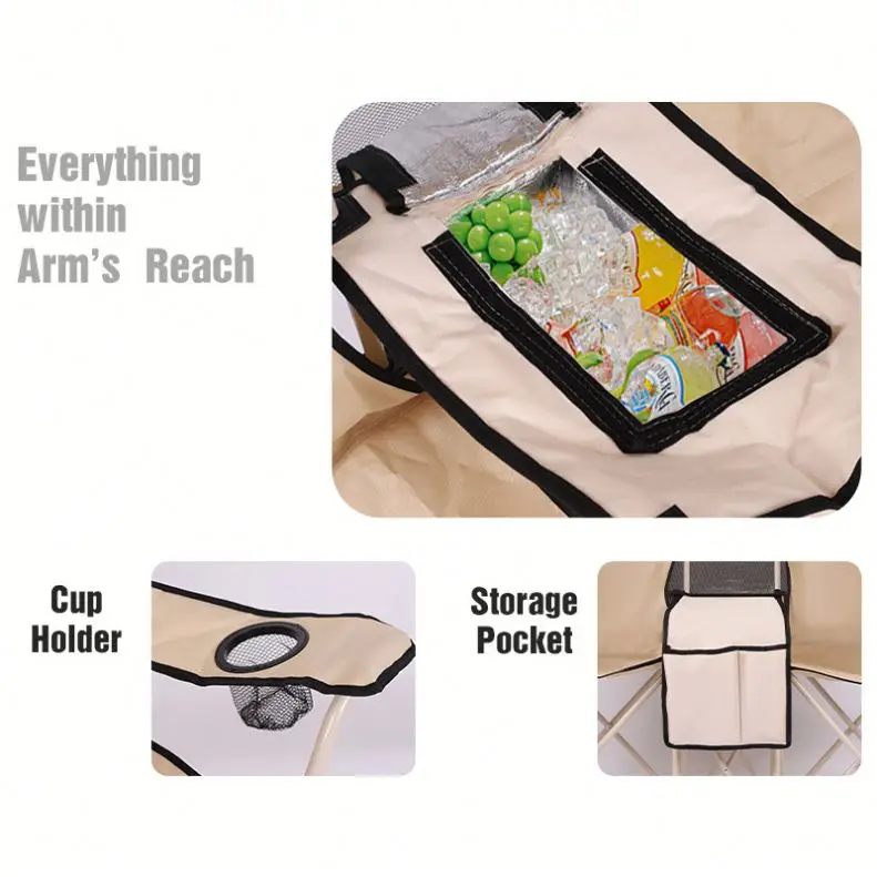 Double Director Chair Portable 2-Person Outdoor Camping Beach Fishing Folding Chair With Canopy Side Curtains Storage