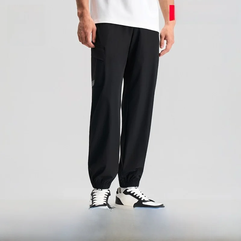 

XTEP Men's Fitn Running Trousers Spring New Woven Sports Long Pants Loose Waist mid Waist Nylon Spandex Youth Summer