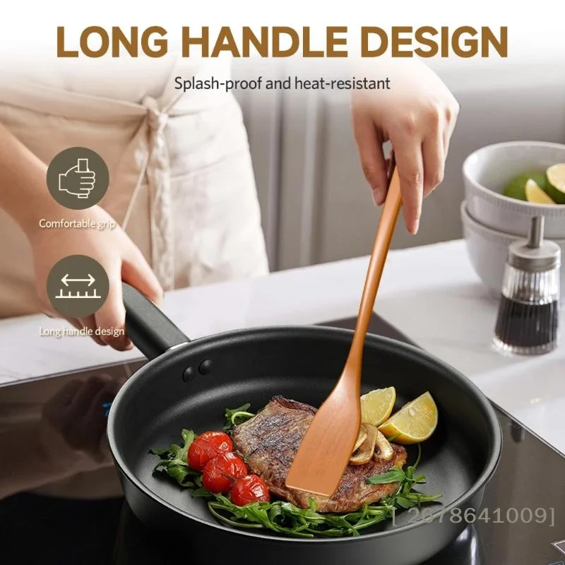 〔L〕Kitchen Utensils No Stick Wooden Spatula Premium High Heat Wooden Turner Sturdy Versatile Frying Spatula Fried Food