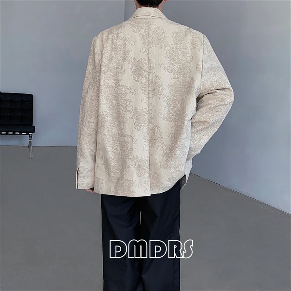 2025 Autumn Popular Men's Chic Suit Blazer, Double Breasted High-Street Suit Jacket, Peak Lapel Fashionbale Suit S-XL