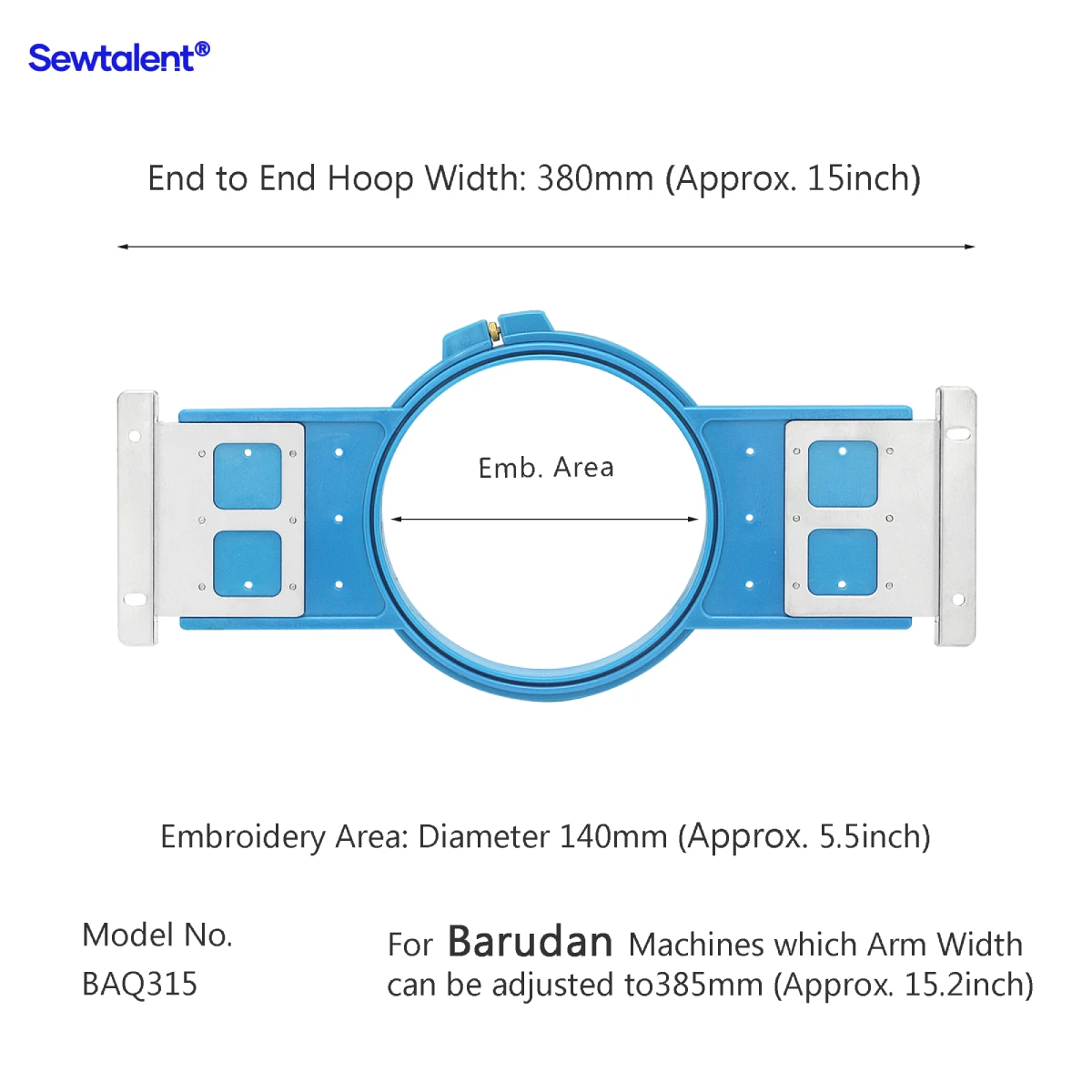 Sewtalent Embroidery Hoops for Barudan QS, Sewing and Embroidery Machine Rings Tubular Frames