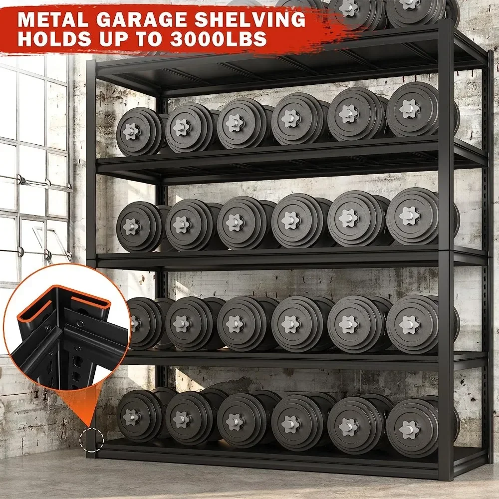 Imagem -02 - Heavy Duty Garage Shelving Unit Prateleiras de Armazenamento Metal Tier 72 h 3000lbs 48 w Ajustável