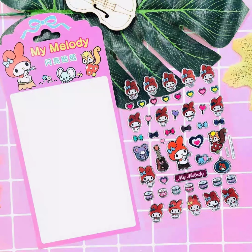 حقيقية سانريو مرحبا كيتي ميلودي ملصقات الكرتون Kt القط سجل القصاصات مخطط المياه القدح الغيتار الهاتف ديكور الشارات الفتيات اللعب الهدايا