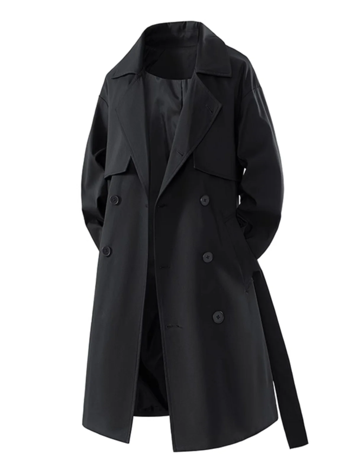 

Корейское мужское длинное пальто в винтажном стиле, модное, до колен, повседневное, весенне-осеннее, ветровка, молодежное, классическое, с воротником