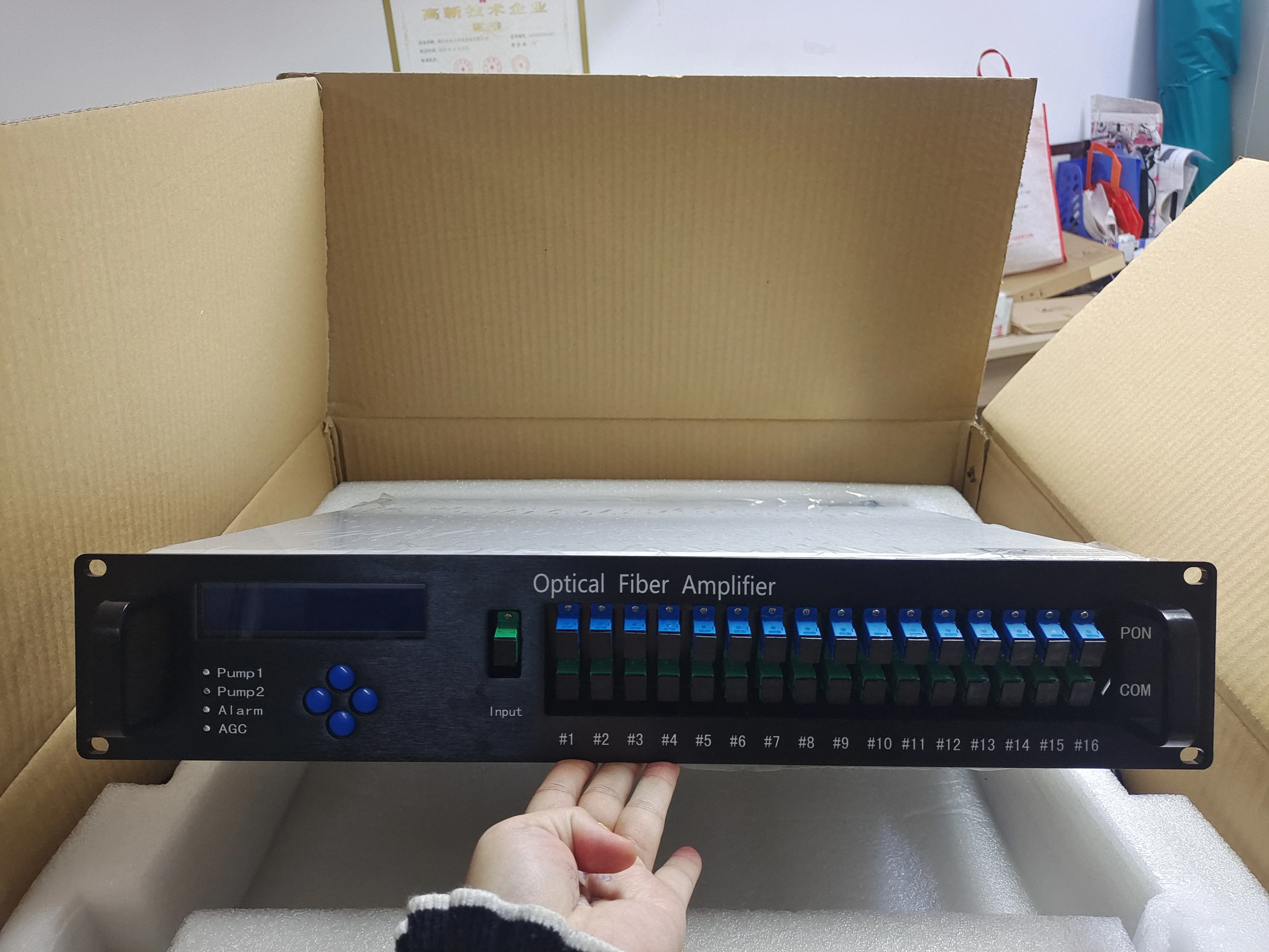 Promotion 0~10dbm input high power edfa 16 port 22dbm with WDM fiber optic signal 1550nm optical amplifier