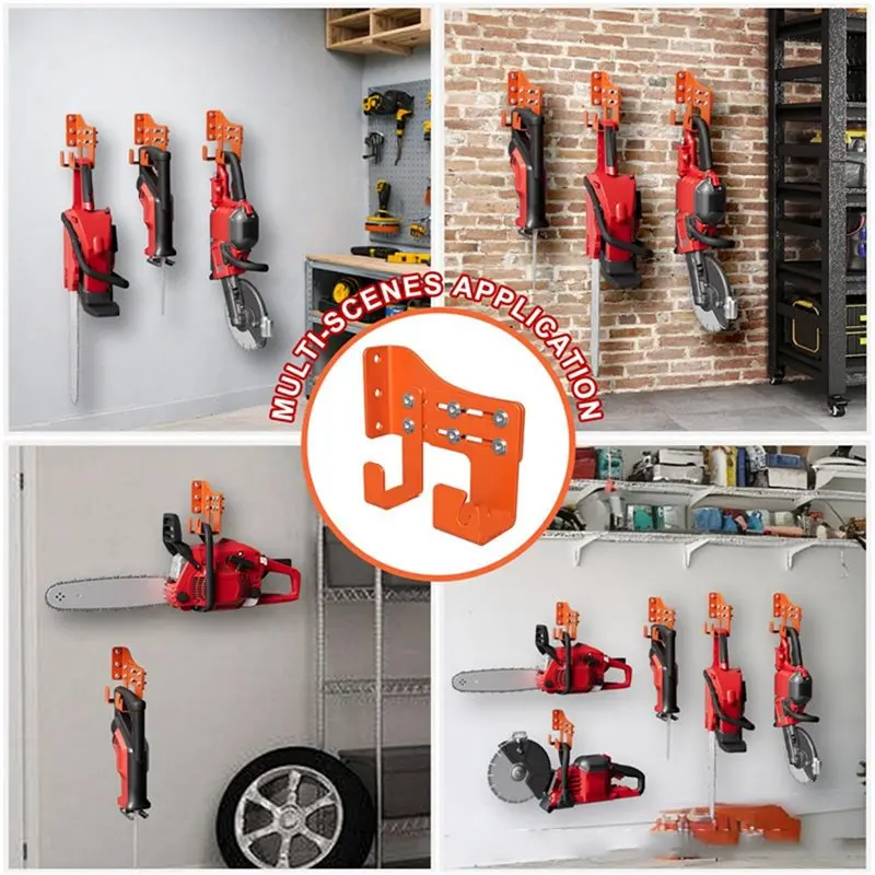 الثقيلة قابل للتعديل ل المرآب بالمنشار حامل جدار جبل شماعات المنشار مع 2 السنانير لتخزين سلسلة المنشار تخزين أداة