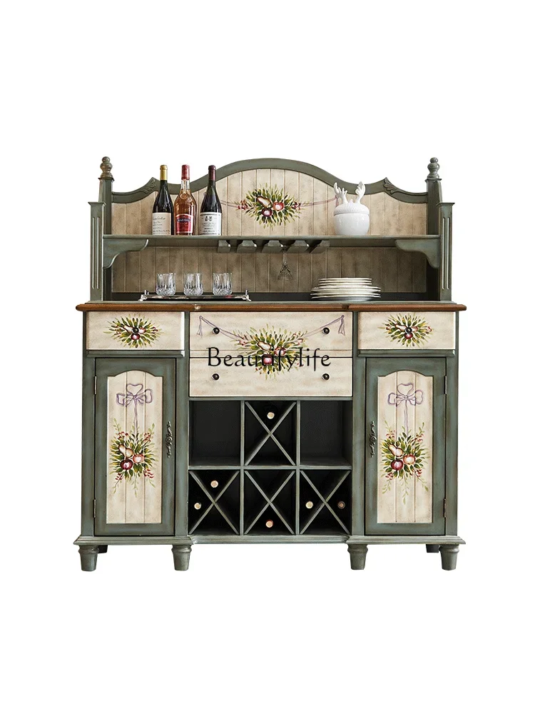 

Z.American Sideboard Cabinet Solid Wood Retro Dining Room/Living Room Home Integrated Wall Locker