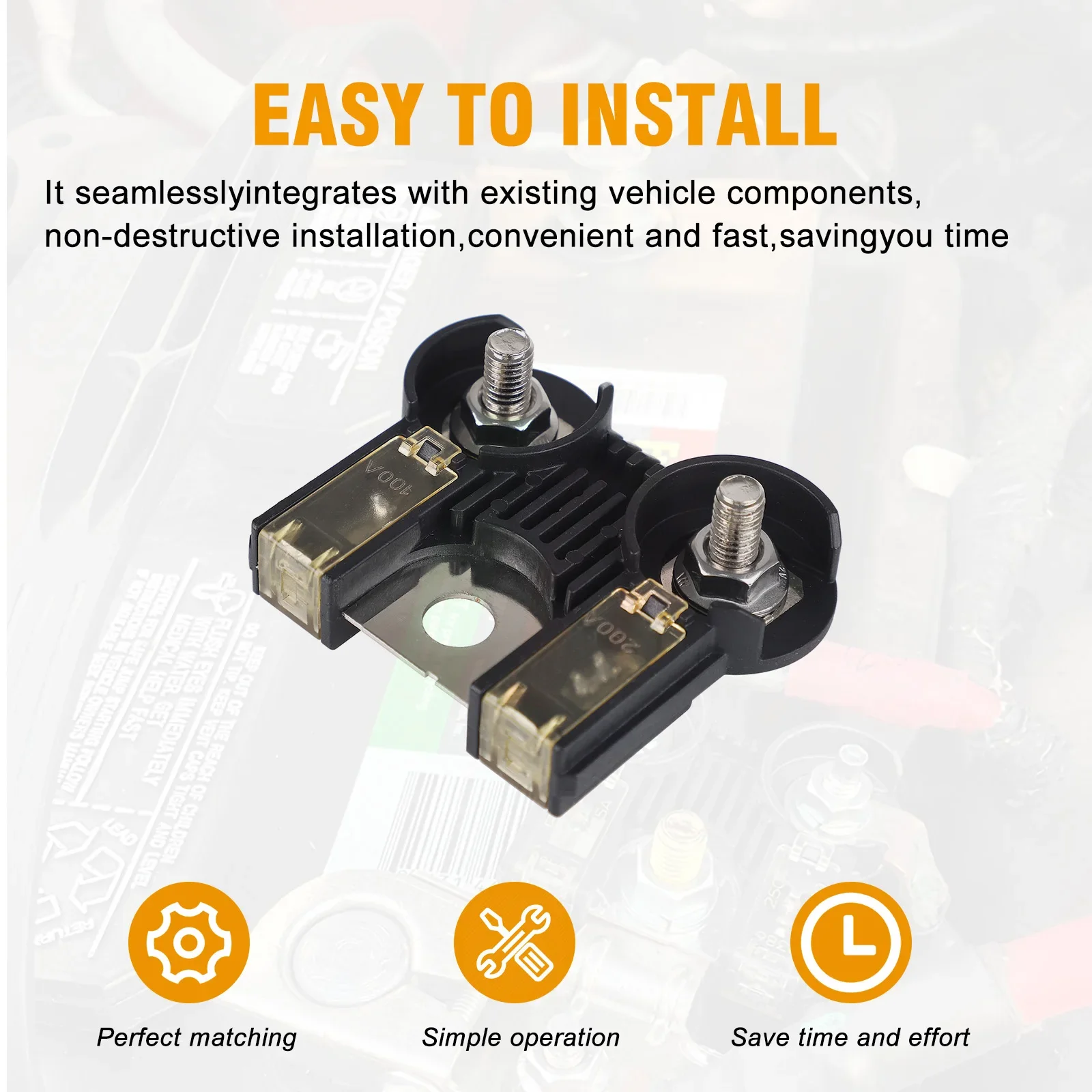 CNSPEED بطارية فيوز محطة مع المكسرات 200Amp/100Amp لفورد موستانج 2005-2014 BR3Z14526AA سيارة يستبدل كابل البطارية الصمامات