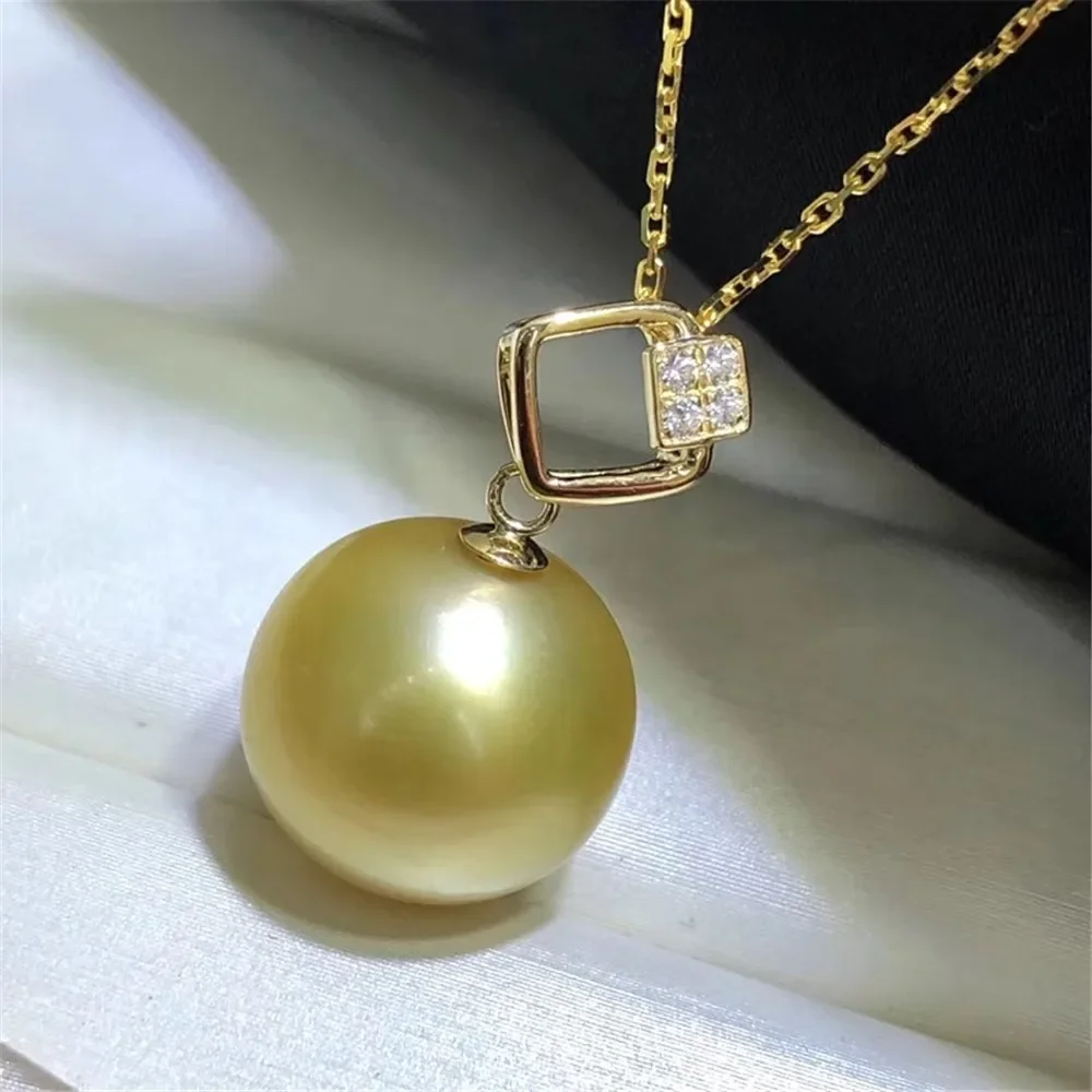 

DIY Pearl Accessories G18 K Gold Pendant Empty Holder Fashion Pearl Necklace Empty Holder Fit 9-13mm Round Beads G126