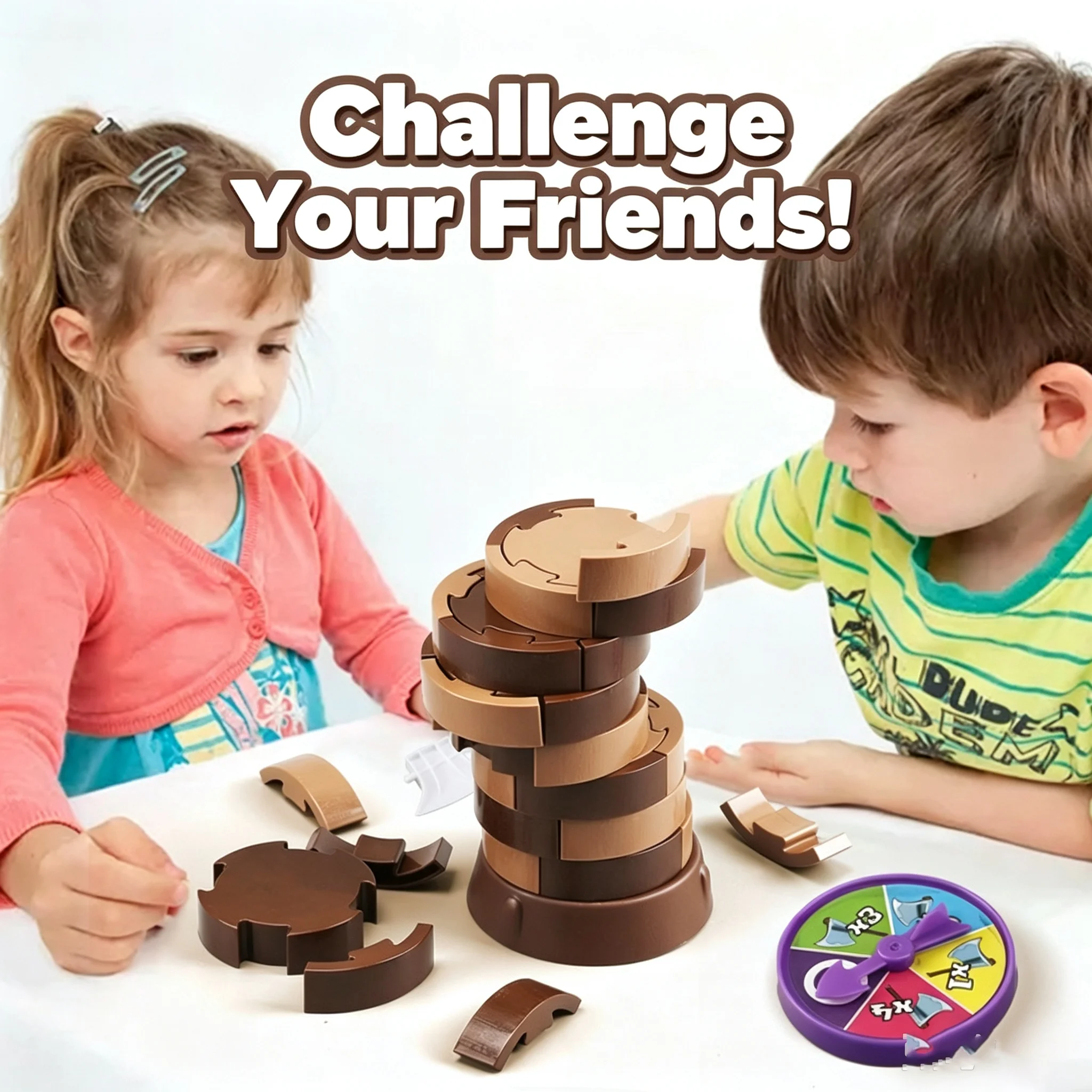 Competitive Lumberjack Tree Bark Chopping Game, Kids' Educational Family Party Interactive Strategy Board Toy