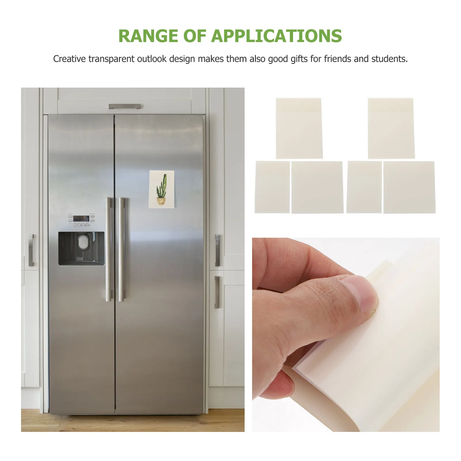 6 ชิ้นสติกเกอร์บันทึกข้อความแบบใสสำหรับบันทึกข้อความอุปกรณ์สำนักงานโฮมสคูลกันน้ำ