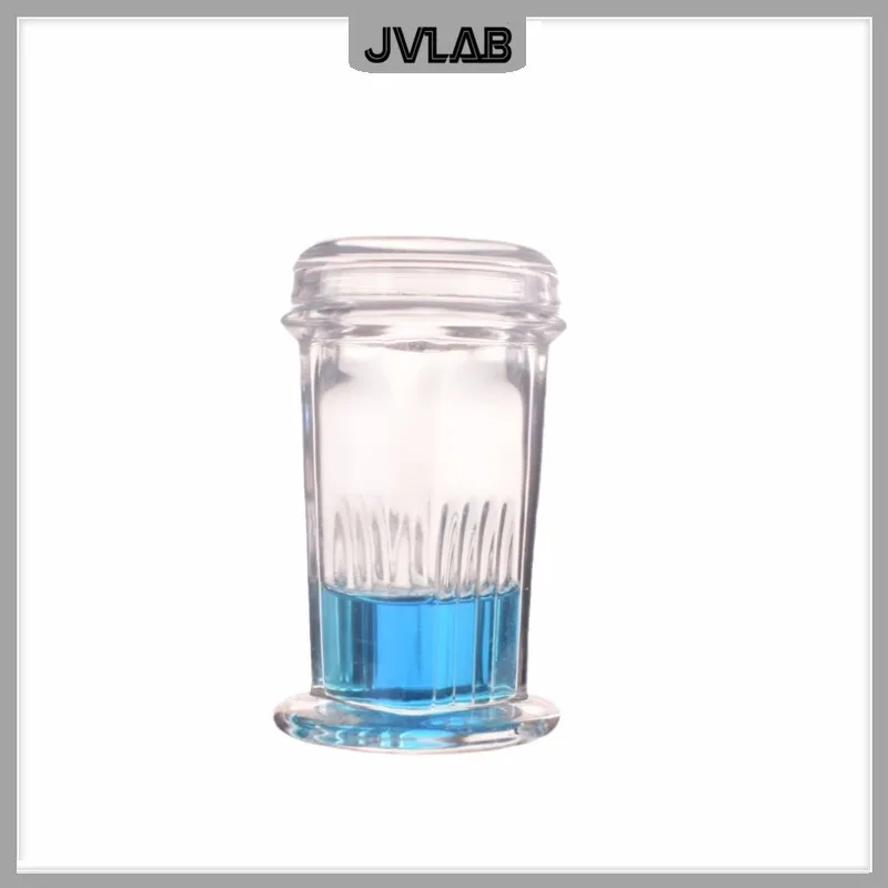 Staining Cells Glass Dyeing Tank Round Staining Tank 60ml For Up To 5 Microscope Slides (Approx. 76*26mm) Thick Walls With Cover