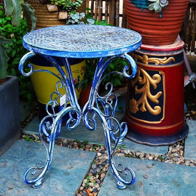 Foreign order retro old wrought iron outdoor flower stand terrace floor-to-ceiling flower pot stand courtyard garden