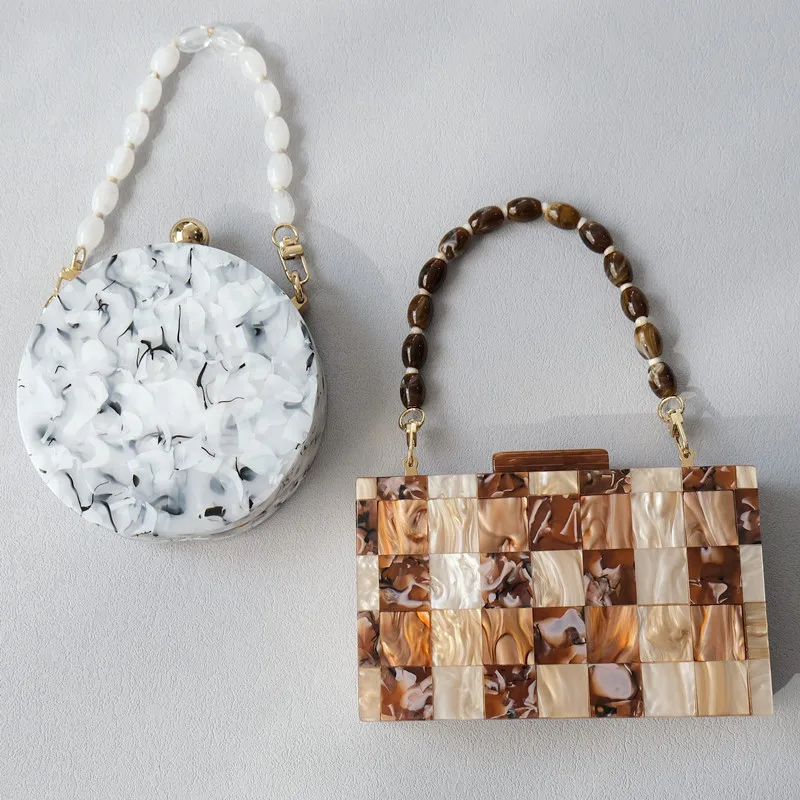 Cadena con cuentas desmontables para bolso de mujer, accesorio de lujo con correa de acrílico para el hombro, novedad