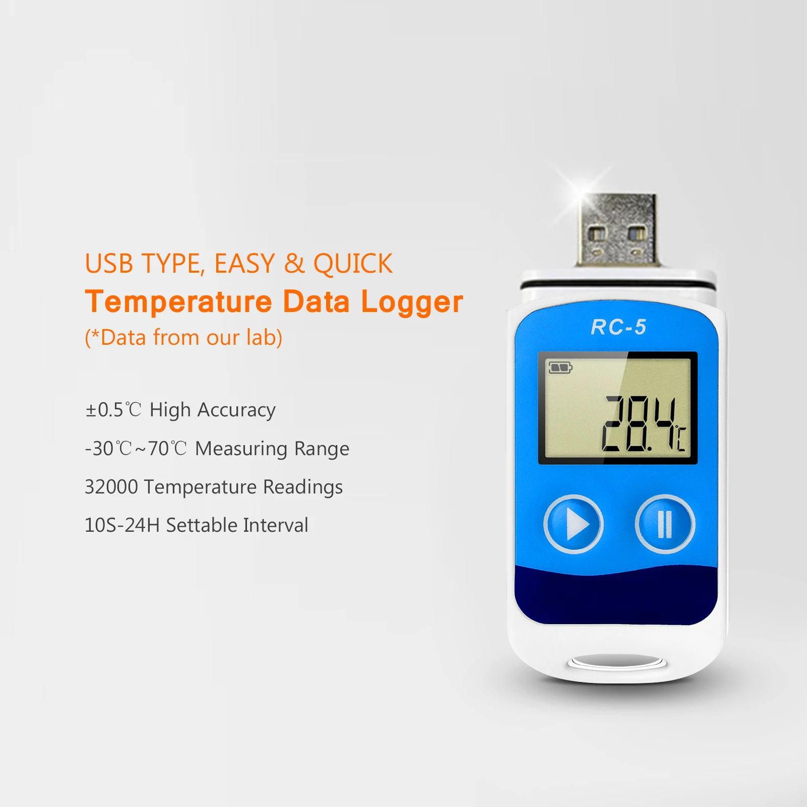 Registratore dati di temperatura ad alta precisione con display LCD USB 32000 punti Registratore dati industriale impermeabile IP67