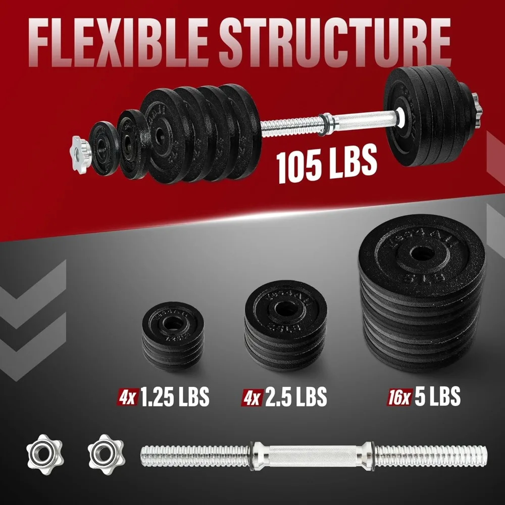 Adjustable Dumbbell Set with Weight Plate, Star Lock Ring/Connector, 40lbs To 200lbs Adjustable Weight Plate Set