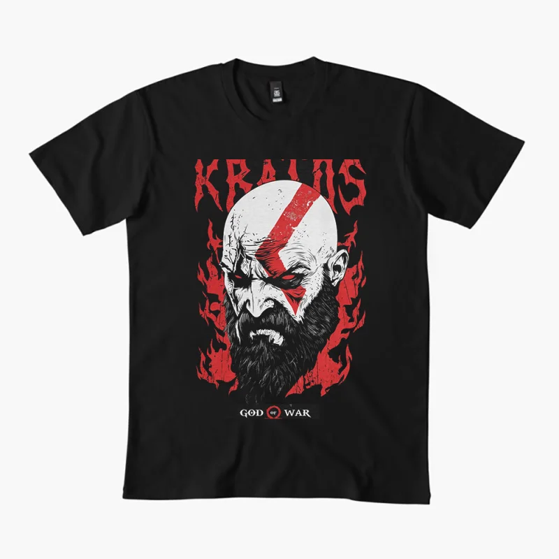 

Retro Kratos God of War Videogame Gift T-Shirt Vintage Spartan warrior Graphic Clothes 0330 100% cotton printed Large size Tops