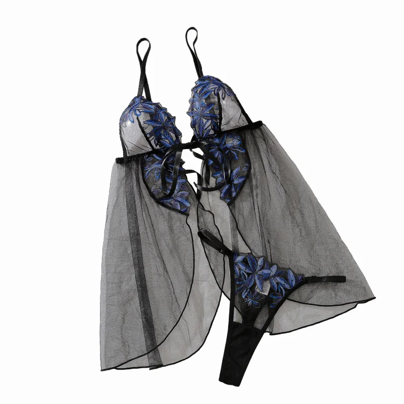 2025Nuova biancheria intima sexy in pizzo a rete trasparente senza tentazione Abbigliamento per la casa sexy con bretelle