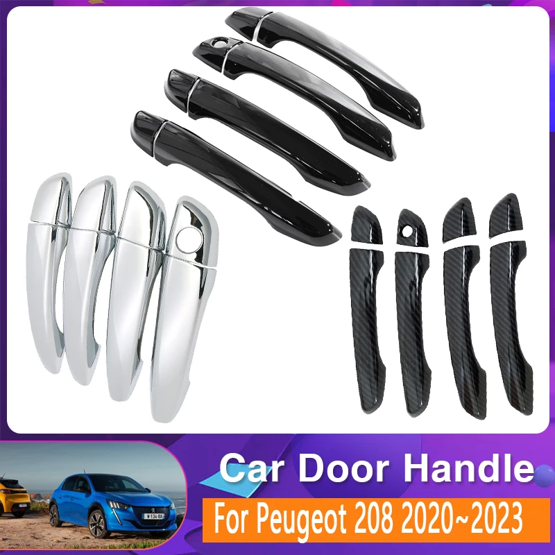 Car Door Handle Cover Trim For Peugeot 208 P21 2020 2021 2022 2023 Scratch Proof Set Chromium Styling Exterior Parts Accessories
