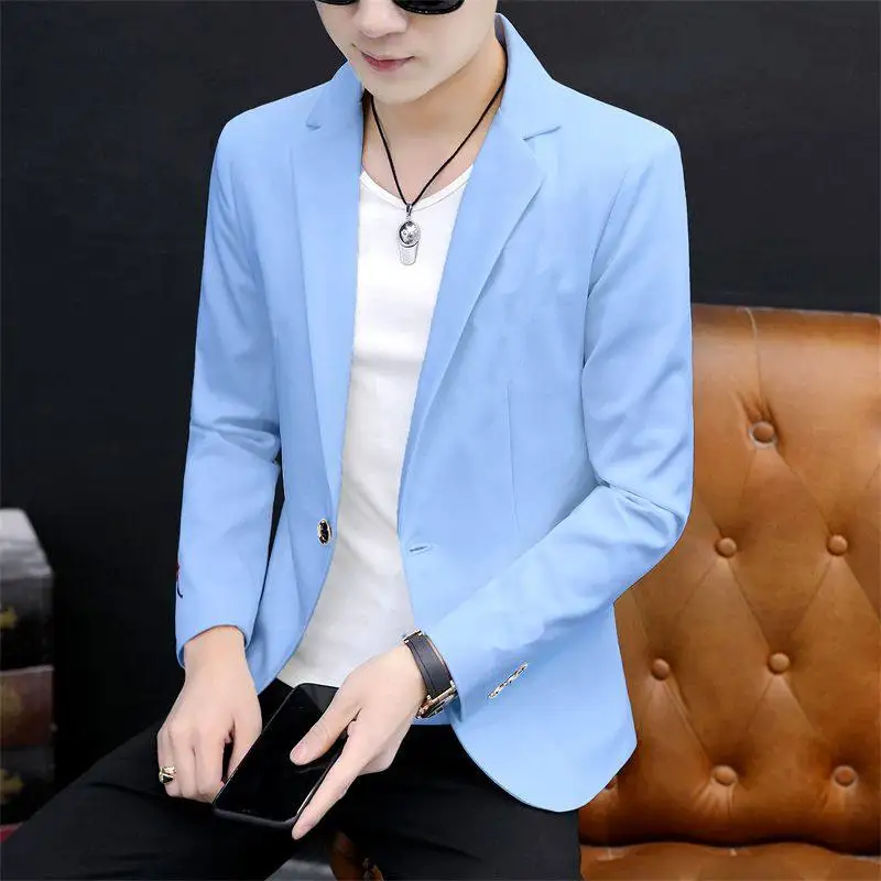 

Casual Slim Fit Men's Suit Jaet Thin Sle Spring Autumn Trendy Youngster Look Polyester Fiber Stand Fit Long Sve Sin...