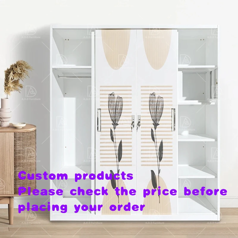 custom.Modern 4-Swing Door Metal PP Wardrobe Iron Bedroom Furniture Factory Popular Folding Feature Clothing Bathroom Dining