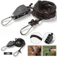 Camping Tent Adjustable Rope Fastener Fixed Buckle Pulley Tensioner Ratchet Hangers Lights Lifting Camping Awning Wind Rope