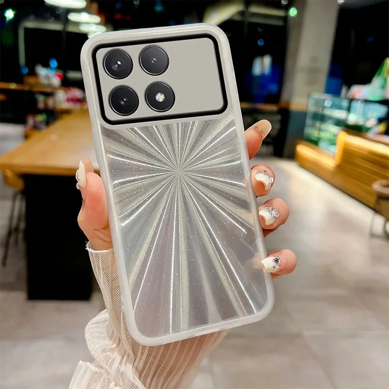 For Poco F5 Pro M5S X5 M6 F6 M4 Pro 5G C65 C55 X3 For Mi 13 Lite 13T 12T Aurora Glitter Paper Case Transparent Cover