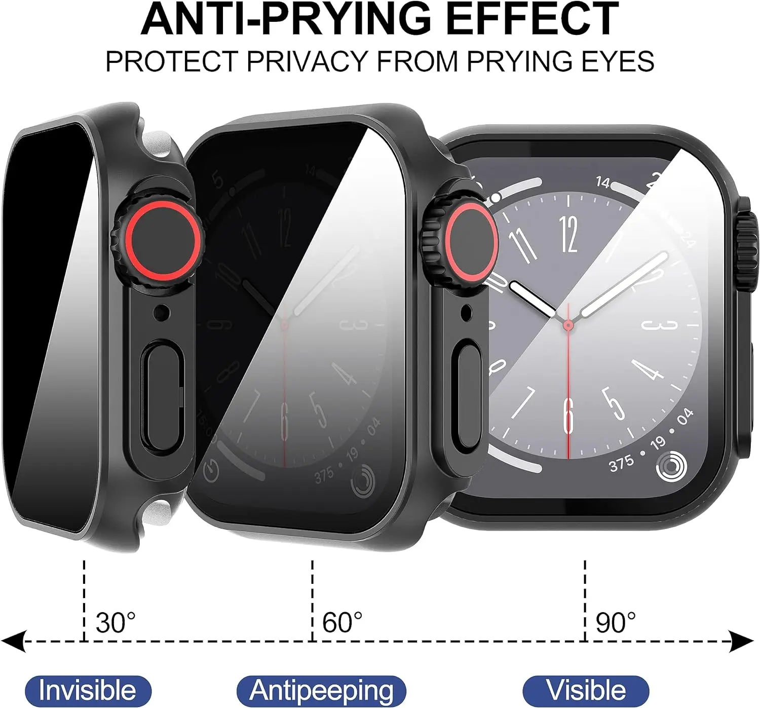 Privacy + Glazen Hoes Voor Apple Watch 40Mm 41Mm 44Mm 45Mm Anti-Spy Screen Protector Beschermende Film Voor Iwatch Serie 9/8/7/6/5/Se