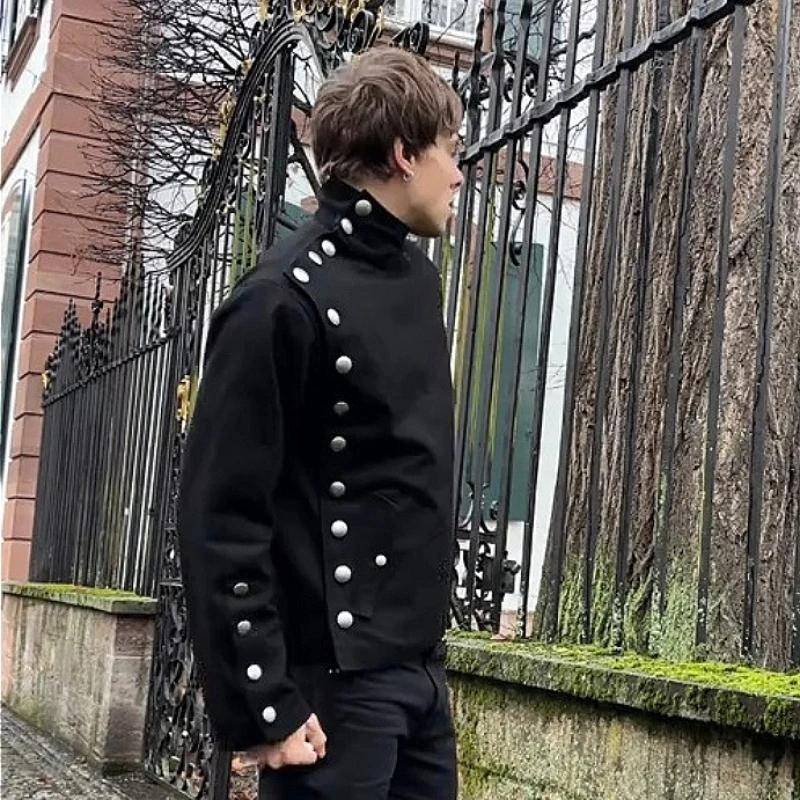 

Y2K Asymmetric Button Jacket Niche Design Stand Collar Fashion Jacket Gothic Retro Harajuku Streetwear Unisex Oversized Clothing