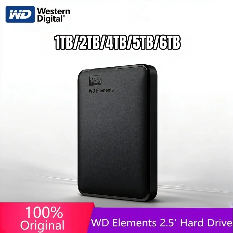 WD Western Digital 2.5 Inch External Hard Drive USB3.0 High Speed Mobile HDD 5TB6TB Large Capacity Portable Mechanical Hard Disk