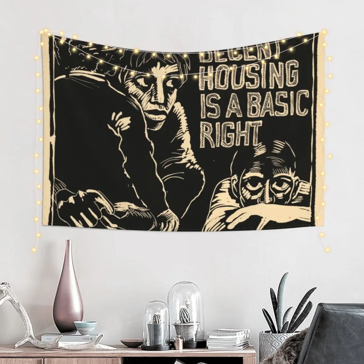 

Decent Housing Is A Basic Right Tapestry Things To The Room Wall Hanging Decor Decoration Home Living Room Decoration Tapestry