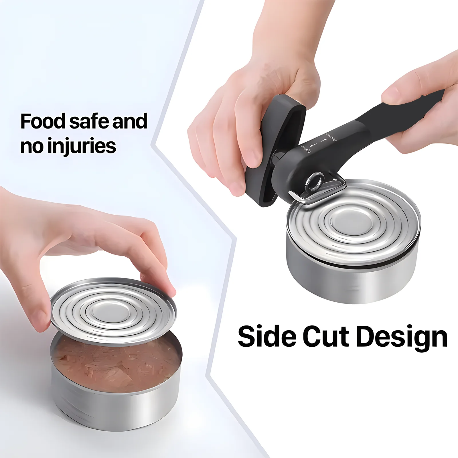 Safe Cut Can Opener, Smooth Edge Can Opener handheld, Food Grade Stainless Steel Cutting Can Opener for Kitchen & Restaurant