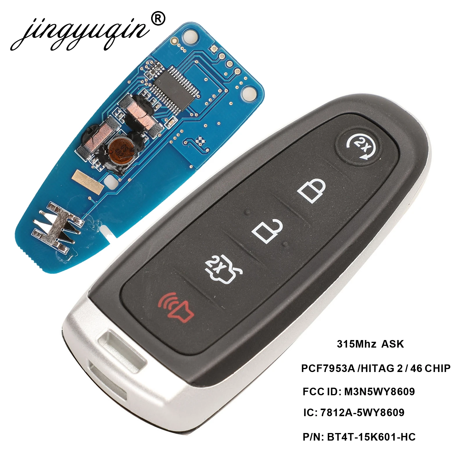 jingyuqin inteligentny pilot zdalnego sterowania M3N5WY8609 315Mhz ID46 dla Ford Edge Escape 5 przycisków bezkluczykowy samochód HU101 FO38