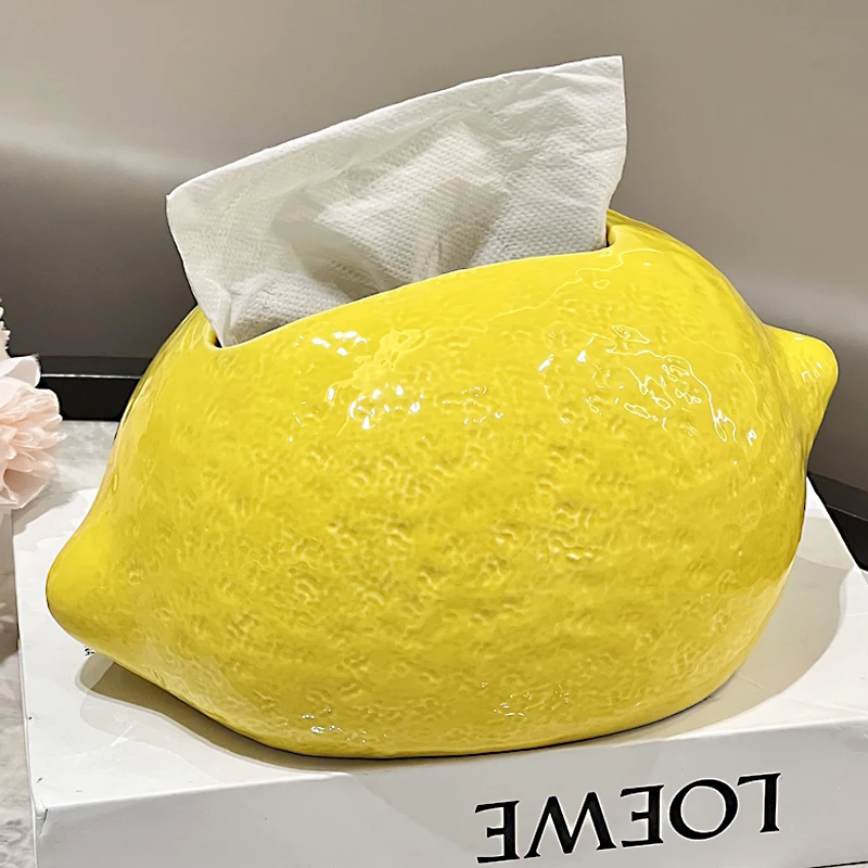 

Ceramic Lemon Tissue Box Desktop Decoration Creative Tissue Storage Box Modern Napkin Tissue Holder Home Decoration Accessories