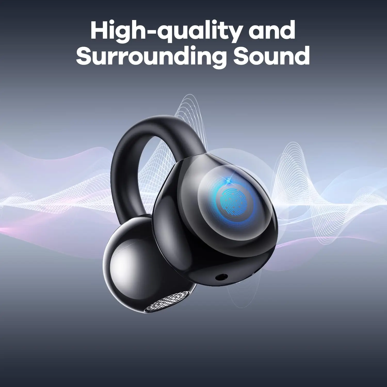 Gym Wireless Open Ear Headphones Earbuds with Type C Fast Charging Case IPX7 Sweatproof Touch Control for Home Office and Travel