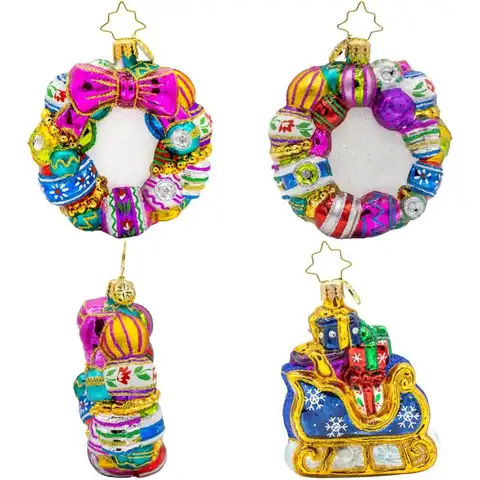 เครื่องประดับต้นคริสต์มาสแก้วสไตล์ยุโรป งานฝีมือวินเทจ พวงหรีดประดับอัญมณีสำหรับเทศกาล