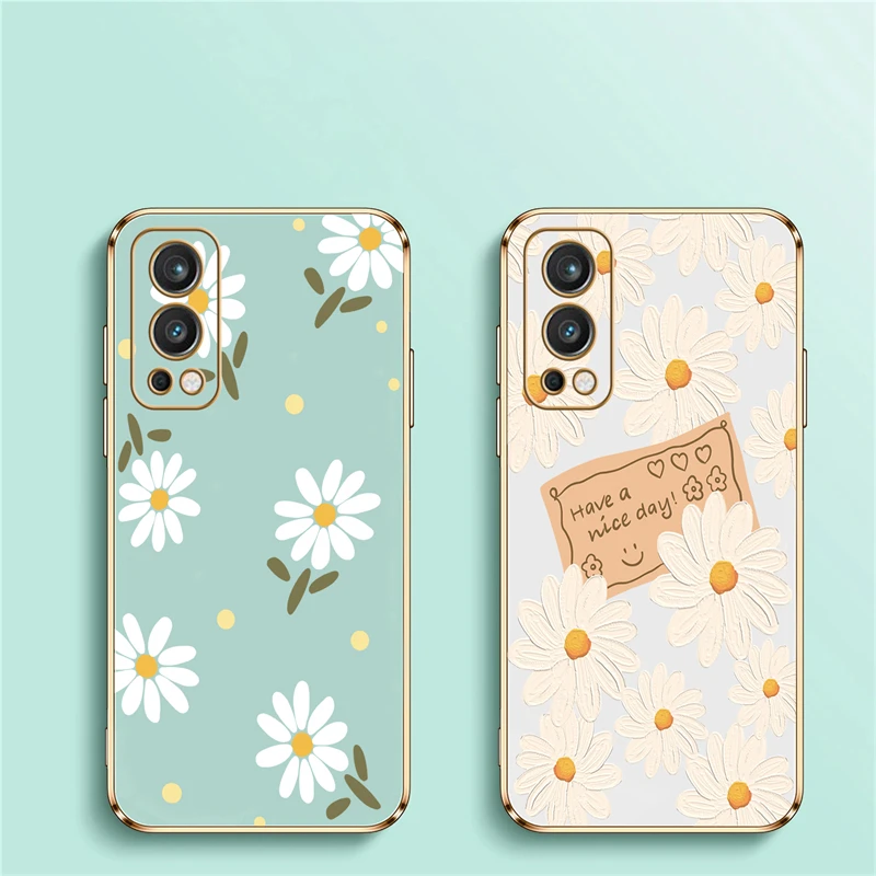 For Oneplus Nord 2 CE2 Lite Case Daisy Flower Silicone Phone Cover For OnePlus 9 Pro 9RT 9R 8 7 7T 8T Back Cases Coque