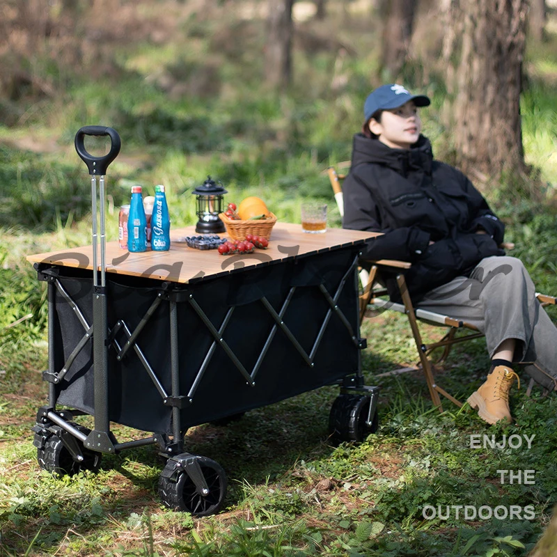 

MOEYE Кемпинговая тележка 220л Большая вместительная складная тележка-тележка Портативная уличная многофункциональная тележка с регулируемой ручкой