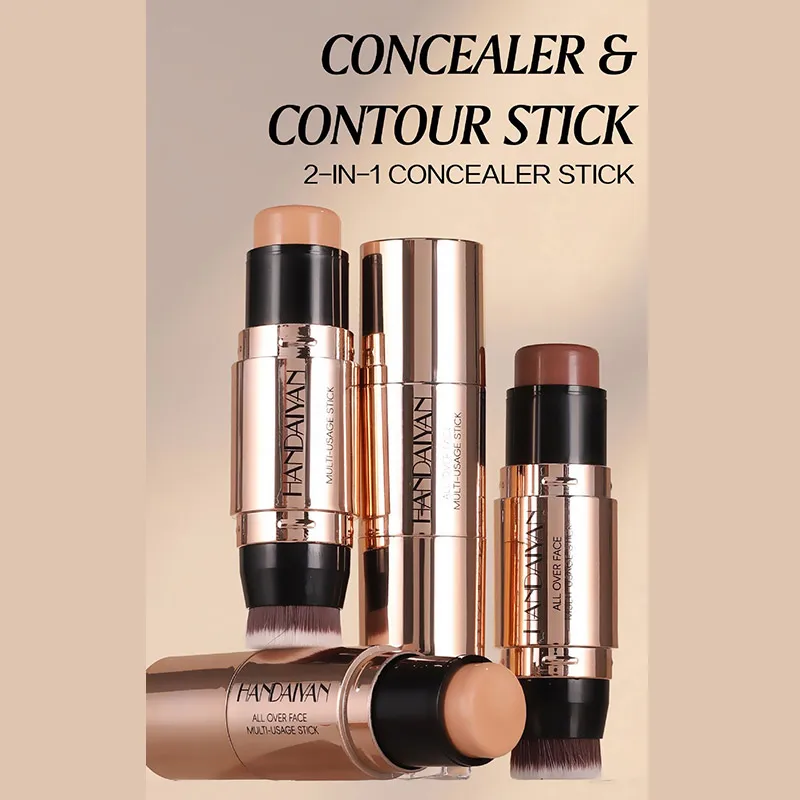 Double-head Face Bronzer Contour Stick Cream Makeup Light Dark Shadow Lasting Concealer Facial Brighten Contouring With Brush