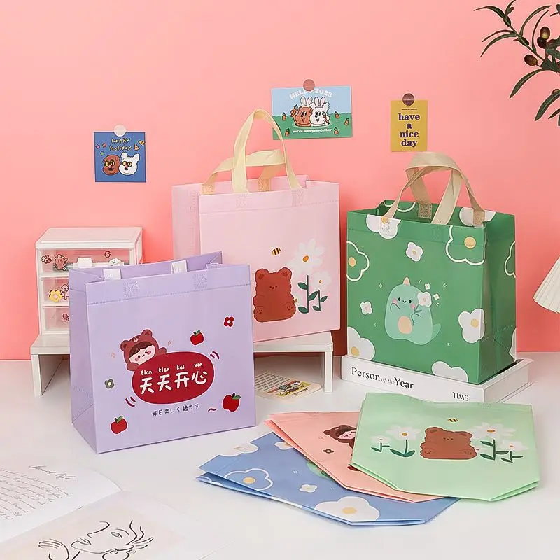 Birthday Gift Bag Cartoon Cute Handbag Surface Waterproof Environmentally Friendly Tote Bag Non-Woven Fabric Shopping Bag 2024