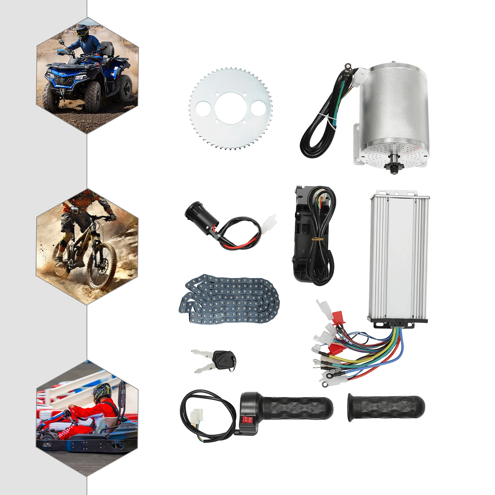 Motore con mozzo brushless da 3KW Motore elettrico 48-72V, 6000 giri/min senza carico per bici elettrica, scooter, go-kart, buggy contante