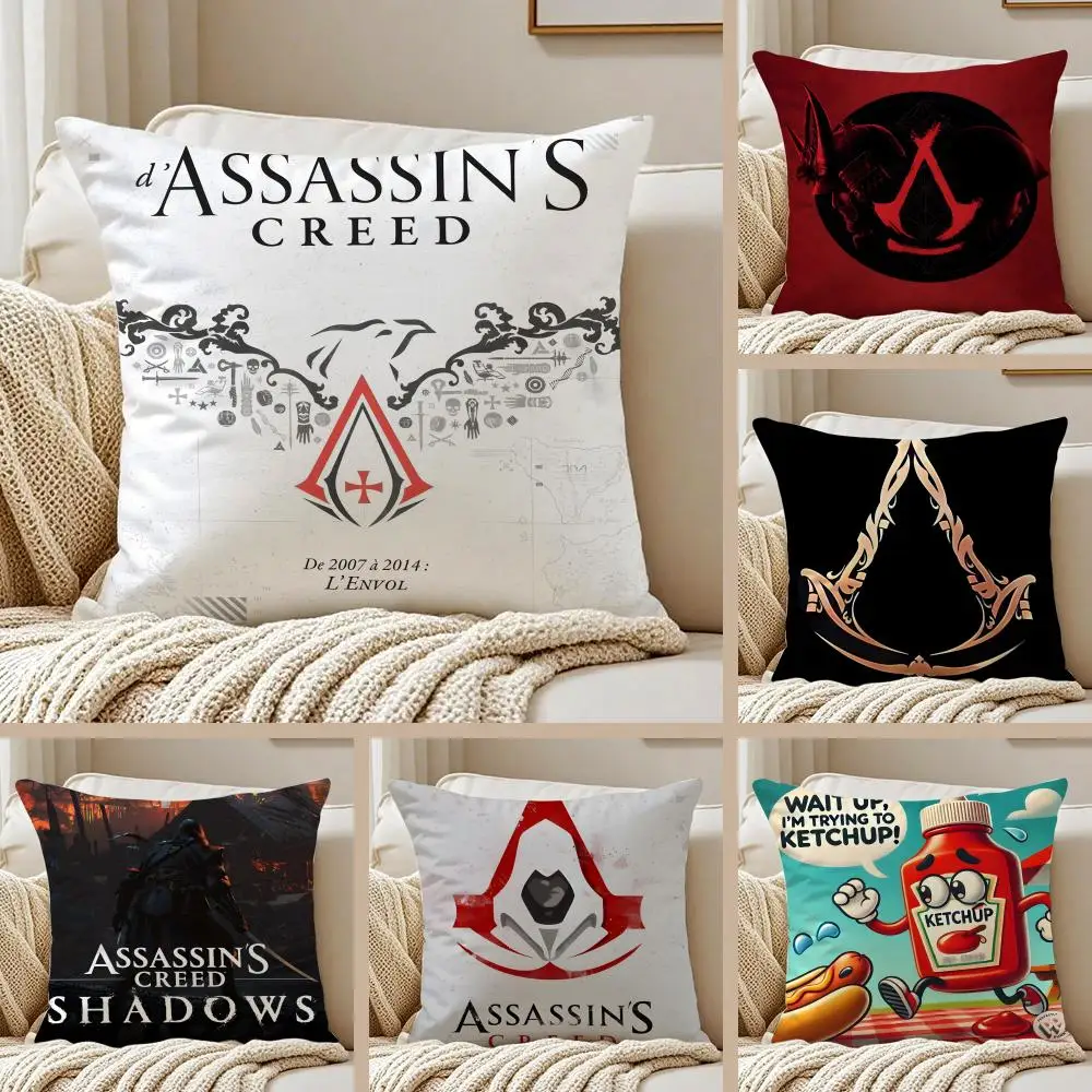 Funda de cojín A-Assassins CreedS, funda de almohada antipolvo con cremallera invisible, cojín de felpa corta para sofá