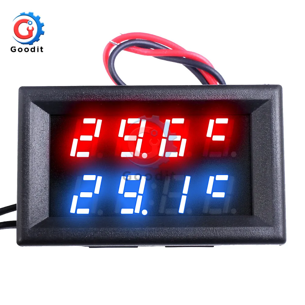 Mini DC4-28V 0.28 Inch LED Dual Display Digital Thermometer with NTC Waterproof Metal Probe Temperature Sensor Tester for Indoor