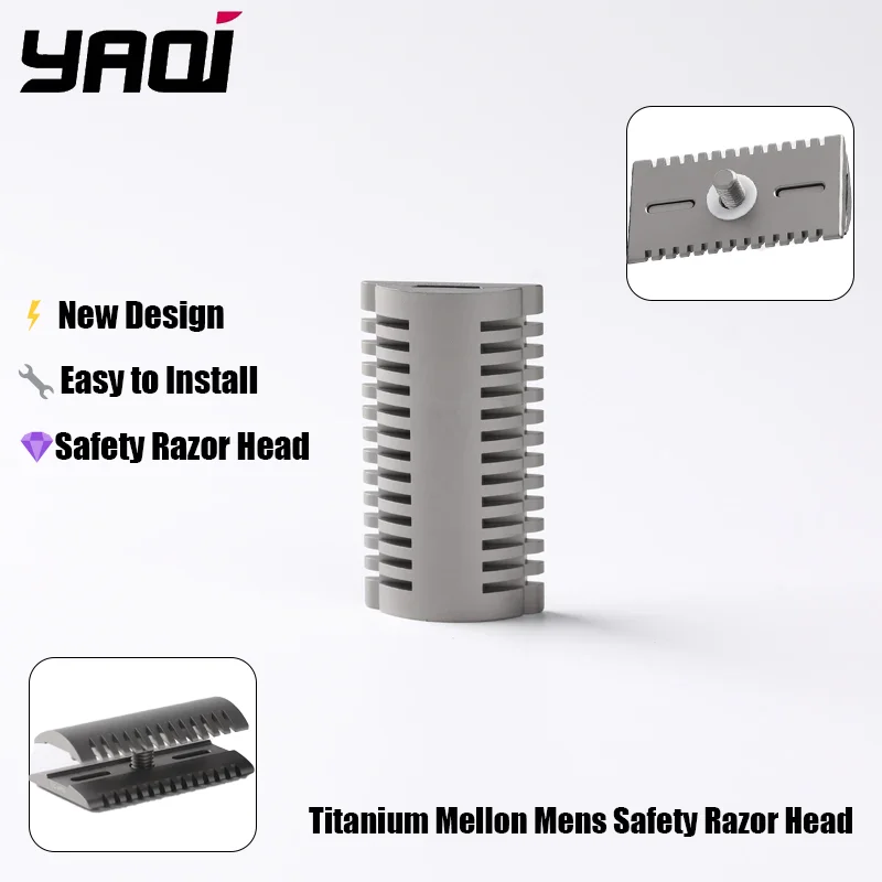 

YAQI Titanium Mellon Men's Safety Razor Head for Shaving Razors, New Design, Smooth Shaving Grooming Tool