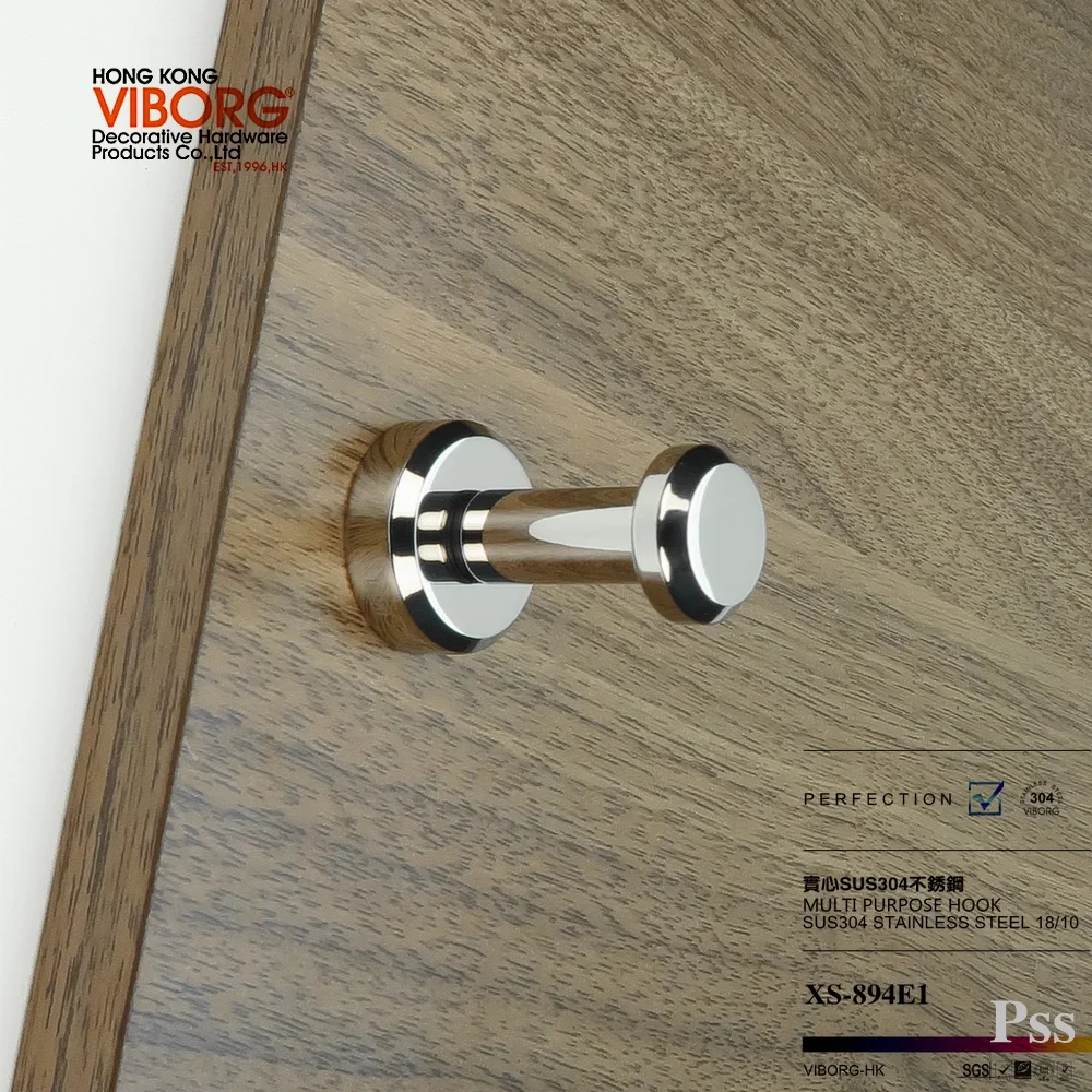 VIBORG 4 Pieces Solid 304 Stainless Steel Bathroom Shower Towel Hooks Clothes Coats Holder Hanger Kitchen Garden Outdoor Hooks