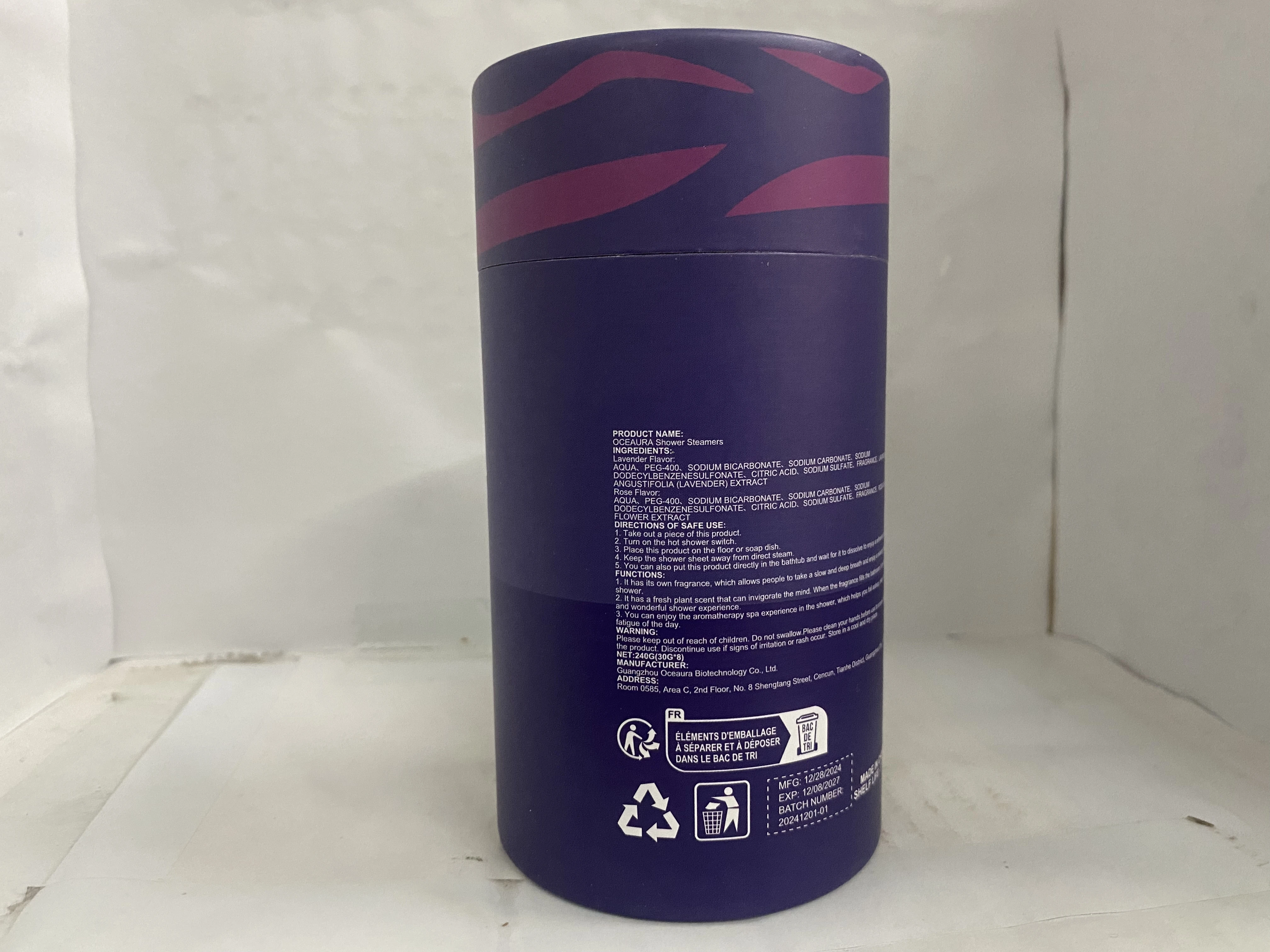 OceAura Lavender & Rose Shower Steamers - Aromatherapy Bath Tablets, Relaxing Shower Bombs, Stress Relief, 240g (30g x 8)