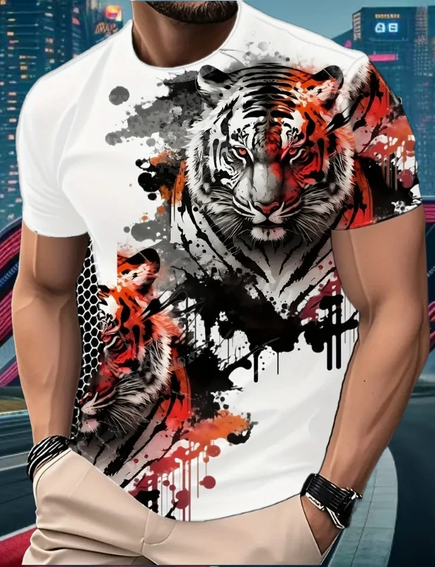 

2025 Summer Fashion 3D Printed Men's Short-sleeved Round-neck Breathable and Comfortable Cycling Outdoor Sports T-shirt Y2K